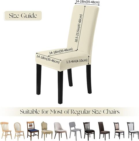 MOSAYT Velvet Dining Chair Covers Set of 4 - Stretch Slipcovers with Thick Removable Fabric for Parsons Chairs, Washable Seat Protectors for Kitchen, Banquet & Home Decor, Beige in Saudi Arabia