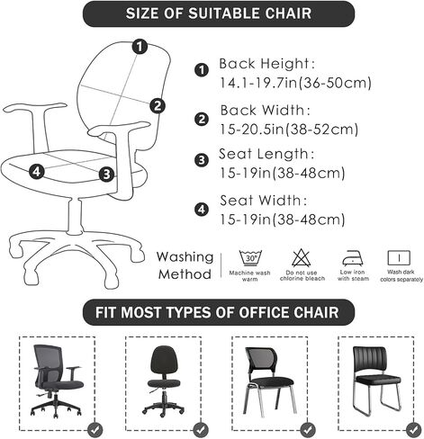غلاف مقعد المكتب الأسود من Forcheer غطاء مقاوم للماء مقاوم للماء 18 بوصة تمتد Jacquard كرسي كرسي Cushion Slipcover 1 قطعة قابلة للغسل in Kuwait