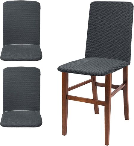 uxcell 2Pcs Stretch Dining Chair Cover, Polyester Removable Bar Stool Cover Seat Protector Slipcover for Home Kitchen Hotel Restaurant, Dark Gray in Saudi Arabia