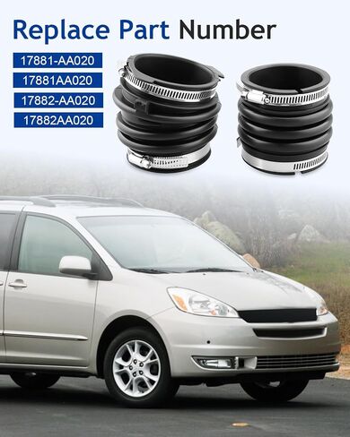 2PCS مجموعة خرطوم الجوي من تويوتا سيينا 2004 2005 2006 ، ملائمة لكزس RX330 2004 2005 / RX350 2007 3.3L V6 محرك مع المشابك محل 17881-AA020 17882-AA020 in Saudi Arabia