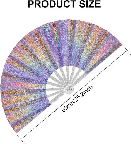 2 Pack Large Folding Hand Fan, 25.2Inch Bamboo Handheld Foldable Clack Fan for Festival, Dance, Performance, Party, Gift, Decoration (Laser Pink and Silver) in Saudi Arabia