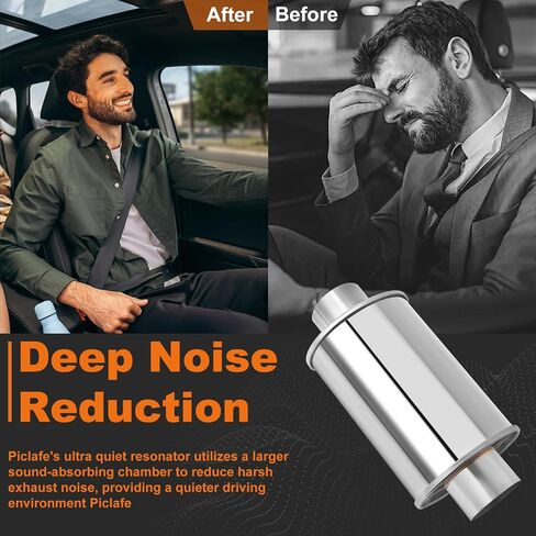 3 '' فائقة الرنين الهادئة ، 304 كاتم الصوت الفولاذ المقاوم للصدأ ، 3 '' Inlet & Outlet 14 "الطول الكلي Sliver Sliver Oval Muffler مرنان in Kuwait
