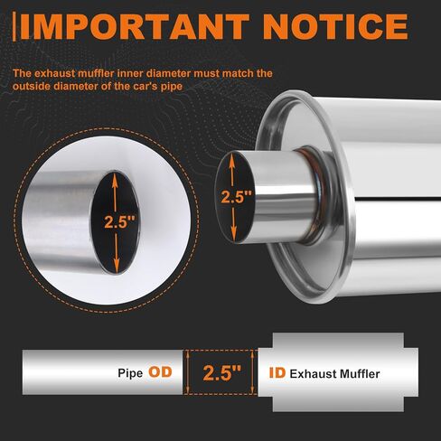 3 '' فائقة الرنين الهادئة ، 304 كاتم الصوت الفولاذ المقاوم للصدأ ، 3 '' Inlet & Outlet 14 "الطول الكلي Sliver Sliver Oval Muffler مرنان in Kuwait