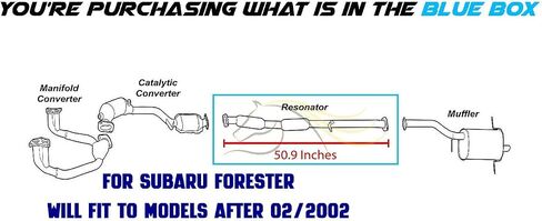 Northeastern Exhaust | Stainless Steel Resonator Pipe Compatible for Subaru Forester 2002-2005 | Subaru Impreza 2002-2005 2.5L | Free Gaskets and Spring Bolt Kit Included in Saudi Arabia