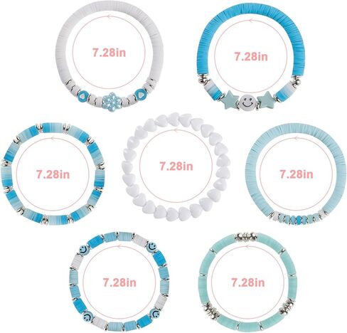 Besydec Jewelry,Heishi Surfer Bracelet Set,Preppy Stuff,Charm Beaded Bracelets,Aesthetic Gifts for Women in Saudi Arabia