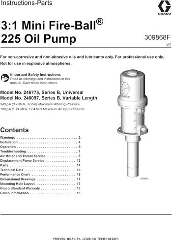 Graco 248097 - Mini Fire -Ball 225 3: 1 مضخة زيت ذات حجم عالمي ث/أنبوب الشفط والبونغ in Kuwait
