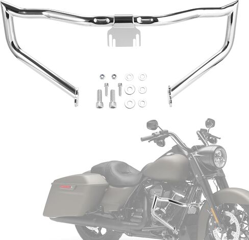 حارس محرك Bar Bar Struckcle ، حماية حارس محرك الطريق السريع 1.3 "Harley Davidson Road King Street Glide Electra Glide 2009-2023 (Silver) in Kuwait