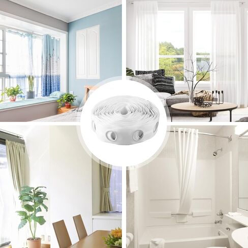 Curtain Rings, Curtain Heading Tape 10m 60 Holes 42mm Round Curtain Header Tape Anti-UV Folding Polypropylene Cloth Drapery Grommet Tape for Home Office in Saudi Arabia