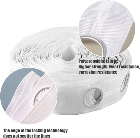 Curtain Rings, Curtain Heading Tape 10m 60 Holes 42mm Round Curtain Header Tape Anti-UV Folding Polypropylene Cloth Drapery Grommet Tape for Home Office in Saudi Arabia