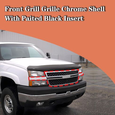 CarPartsDepot Front Grille (w/o Molding Trim) Compatible With 2003-2006 Chevy Silverado 1500 HD 2500 HD 3500 &2007 Classic & Chrome Shell With Black Insert Grill in Saudi Arabia