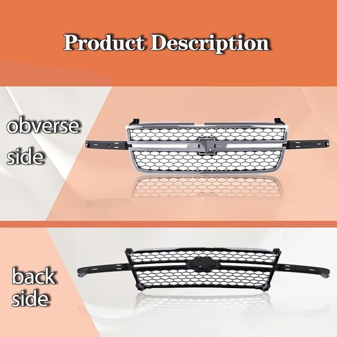 CarPartsDepot Front Grille (w/o Molding Trim) Compatible With 2003-2006 Chevy Silverado 1500 HD 2500 HD 3500 &2007 Classic & Chrome Shell With Black Insert Grill in Saudi Arabia