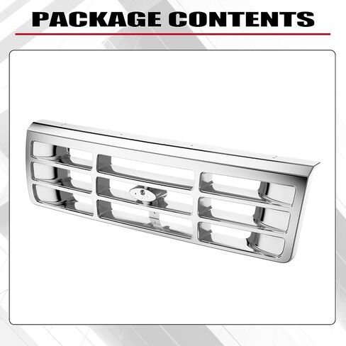 HECASA Front Grille Grill Compatible with 1992-1997 Ford Bronco F-150 F-250 HD F-350 Bumper Grille Replacement for FO1200173 F4TZ8200A Grill Assembly Chrome Silvery in Saudi Arabia