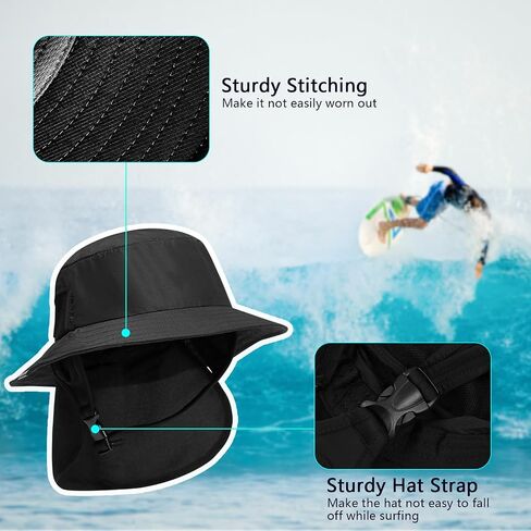 JOYART Surf Hat Bucket Beach Sun Hats with Chin Straps for Surfing Boating Riding Fishing Watersports Men & Women,Wide Brim in Saudi Arabia