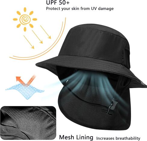 JOYART Surf Hat Bucket Beach Sun Hats with Chin Straps for Surfing Boating Riding Fishing Watersports Men & Women,Wide Brim in Saudi Arabia