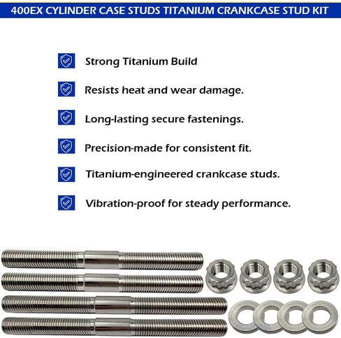 400EX Cylinder Case Studs Titanium متوافق مع Honda TRX400EX TRX400X 1999-2014 XR400R 1996-2004 OEM# 90085-KCY-670 in Kuwait