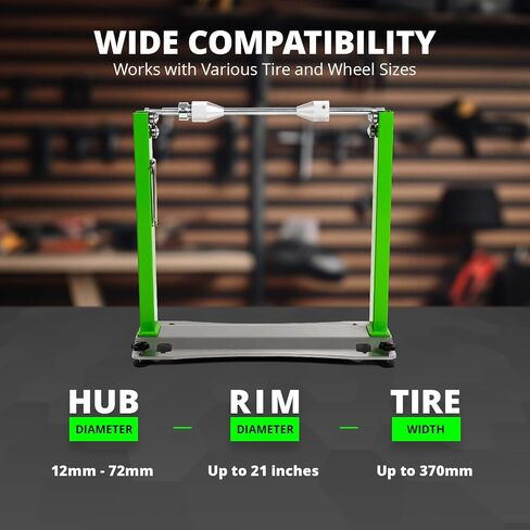Rabaconda Motorcycle Wheel Balancer Stand-محمولة ، متينة ، وسهلة الاستخدام لتوازن الإطارات المثالي ، تشمل أقواس تركيب الحائط لمقاعد البدلاء أو الجدار in Kuwait