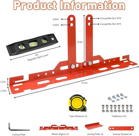 مجموعة أدوات محاذاة العجلات مع 2 شريطة قياس - لوحات لاختصار الثقيلة ، وأدوات محاذاة السيارات للسيارة ، والشاحنات ، وسيارات الدفع الرباعي - أداة محاذاة الحدبة لقياس إصبع القدم عجلات in Kuwait