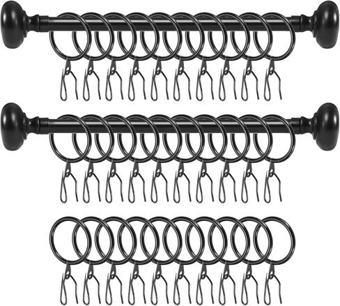 PATIKIL 30 PCS حلقات ستارة الستائر المعدنية ، وقضيب نافذة 30 ملم معلقة رنين الستار الستائر السنانير الدبوس للنافذة الحمام أقواس غرفة معيشة ، أسود in Kuwait