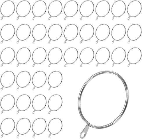40-Pack Silver Curtain Rings with Eyelet, Rustproof Metal Rings for Curtain Rods, 1 Inch Interior Diameter Drapery Rings for Hanging Drapes/Hats/Towels in Saudi Arabia