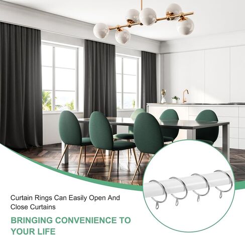 40-Pack Silver Curtain Rings with Eyelet, Rustproof Metal Rings for Curtain Rods, 1 Inch Interior Diameter Drapery Rings for Hanging Drapes/Hats/Towels in Saudi Arabia
