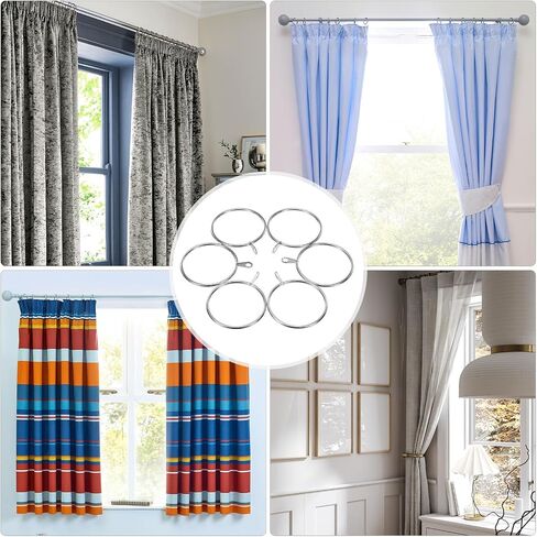 40-Pack Silver Curtain Rings with Eyelet, Rustproof Metal Rings for Curtain Rods, 1 Inch Interior Diameter Drapery Rings for Hanging Drapes/Hats/Towels in Saudi Arabia