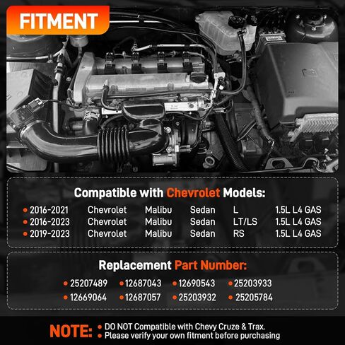 25207489 1.5L Turbocharger Assembly with Actuator & Solenoid Valve Compatible with Chevrolet Malibu L LS LT RS 1.5L L4 2016-2023, Turbo charger Replace # 12669064, 12687043, 12687057, 25203932 in Saudi Arabia