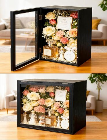 صندوق ظلال كبير مقاس 16 × 20، وعمق خارجي 6 بوصة، إطار صندوق ظلال كبير جدًا من الخشب الطبيعي مع باب مغناطيسي لحفلات الزفاف، وعيد الميلاد، وعيد الحب (متفحم أصلي) in Kuwait