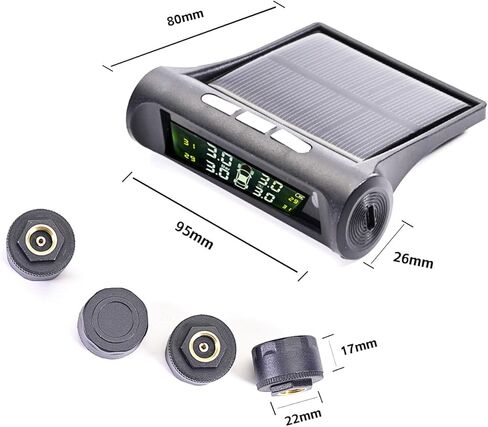 نظام مراقبة ضغط الإطارات ، TPMs مع 4 أجهزة استشعار خارجية و 5 أوضاع إنذار ، شاشة LCD في الوقت الفعلي ، شاشة ضغط الإطارات مع شحن الطاقة الشمسية لشركة RV/Truck/SUV/Trailer in Saudi Arabia