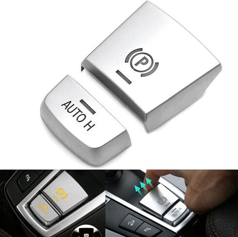 Handbrake Button Cover Trim Chrome Silver Parking Auto Hold Hand Brake Switch Buttons Sticker for BMW 528i 530i 535i 640i 740i 750i X3 X5 X6 F10 F07 F06 F12 F13 F01 F02 F25 F26 F15 F16 in Saudi Arabia