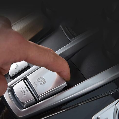 Handbrake Button Cover Trim Chrome Silver Parking Auto Hold Hand Brake Switch Buttons Sticker for BMW 528i 530i 535i 640i 740i 750i X3 X5 X6 F10 F07 F06 F12 F13 F01 F02 F25 F26 F15 F16 in Saudi Arabia