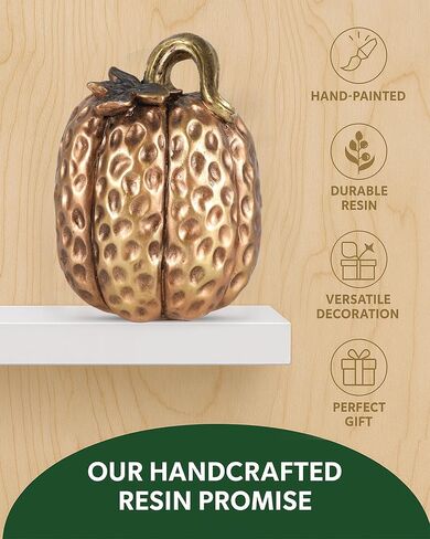 Set of 2 White & Gold Decorative Pumpkins – Resin Fall Harvest Table Centerpiece, Elegant Autumn Décor for Thanksgiving Decoration Farmhouse Home (White) in Kuwait