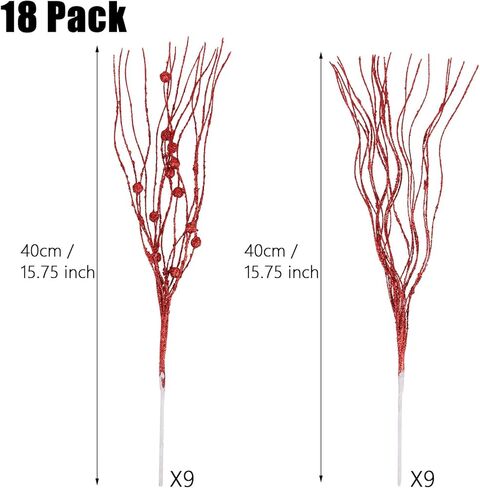 LOAVER 16 Pack Artificial Christmas Red Berry Picks Assorted Faux Pine Branches Spray with Pinecones Holly Stems for Xmas Tree Floral Arrangement Winter Wreath Gift Wrapping Decor in Kuwait