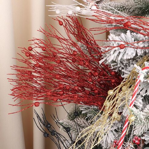 LOAVER 16 Pack Artificial Christmas Red Berry Picks Assorted Faux Pine Branches Spray with Pinecones Holly Stems for Xmas Tree Floral Arrangement Winter Wreath Gift Wrapping Decor in Kuwait