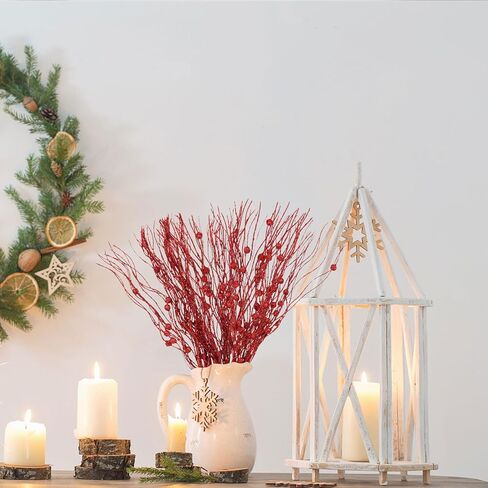 LOAVER 16 Pack Artificial Christmas Red Berry Picks Assorted Faux Pine Branches Spray with Pinecones Holly Stems for Xmas Tree Floral Arrangement Winter Wreath Gift Wrapping Decor in Kuwait