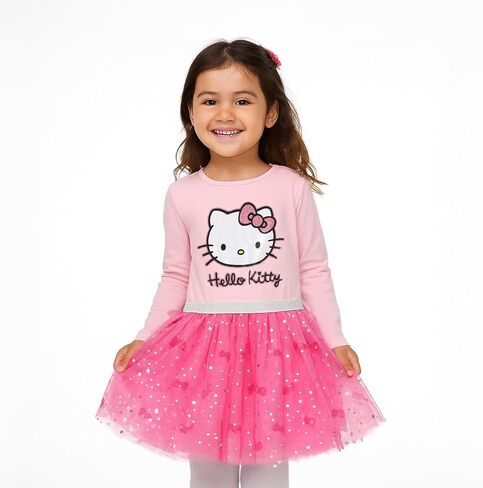 Hello Kitty Sanrio Girls Long Sleeve Tulle Dress for Toddler and Big Kids in Saudi Arabia