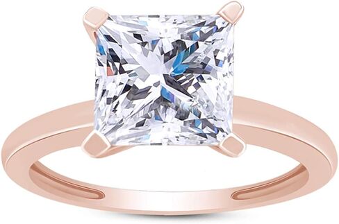 الأميرة قطعت متألقة أبيض مكعب Zirconia solitaire خاتم الخطوبة في 14K الذهب مطلي 925 هدية المجوهرات الفضية الاسترليني للنساء الزفاف in Saudi Arabia