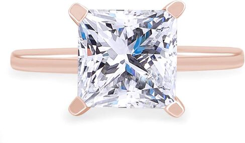 الأميرة قطعت متألقة أبيض مكعب Zirconia solitaire خاتم الخطوبة في 14K الذهب مطلي 925 هدية المجوهرات الفضية الاسترليني للنساء الزفاف in Saudi Arabia