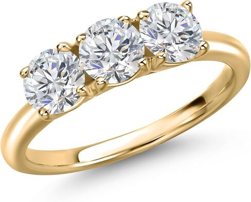 GEM Stone King 10K Gold Gold Lab Grown Diamond 3-Stone Learming for Women | 1.50 CTTW | جولة 5mm | الأحجار الكريمة أبريل المولد | دفاع اللون | VVS-VS Clarity | متوفر بحجم 5،6،7،8،9 in Saudi Arabia