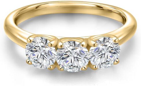 GEM Stone King 10K Gold Gold Lab Grown Diamond 3-Stone Learming for Women | 1.50 CTTW | جولة 5mm | الأحجار الكريمة أبريل المولد | دفاع اللون | VVS-VS Clarity | متوفر بحجم 5،6،7،8،9 in Saudi Arabia