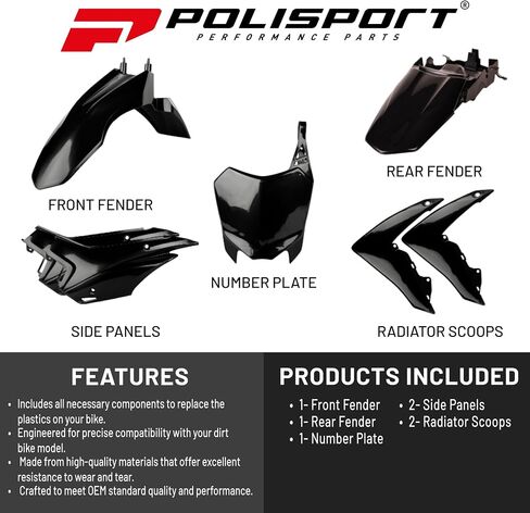 Polisport Motocross (MX) Replica Plastic Kit for Honda CRF 110F (2013–2018) Dirt Bike – OEM Quality, Durable, Flexible & Perfect Fit – Black in Saudi Arabia