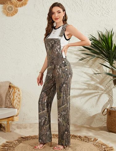 Camo Overalls for Women Loose Fit Fashion Jumpsuits Straight Leg Pants Camouflage Bibs Coveralls Hunting Clothes in Kuwait