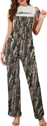Camo Overalls for Women Loose Fit Fashion Jumpsuits Straight Leg Pants Camouflage Bibs Coveralls Hunting Clothes in Kuwait