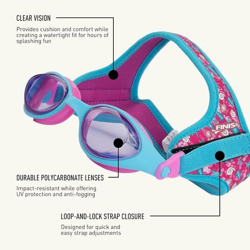 FINIS Dragonfly Goggles - Underwater Swimming Goggles for Kids - UV Protection - Anti-Fogging - Swim Goggle for Children Ages 3-8 - Lavender Scales in Kuwait