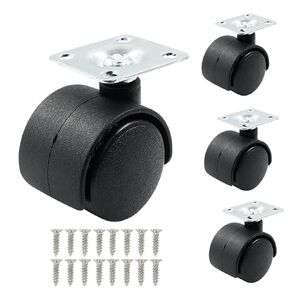 4pcs 1.5 Inch Swivel Caster Wheels, Black Nylon M8 Threaded Stem Caster Wheels, Heavy Duty Swivel Stem Casters Wheels Replacement for Furniture, Table, Cabinet, Shelf