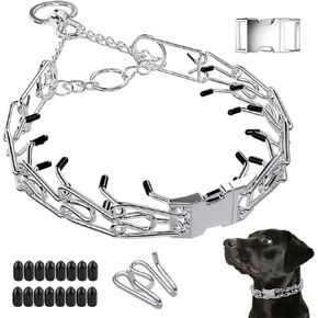 Supet Black Prong Pinch Collar for Dogs, Adjustable No Pull Dog Collar, Training Collar with Quick Release Buckle for Small Medium Large Dogs