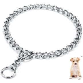 Dog Chain Collar (Made in USA) 304 Stainless Steel Metal Chew Proof Dog Necklace Anti Winding Dog Leash Extension Lead for Small Medium Large and Extra Large Dogs Training Walking (Large)