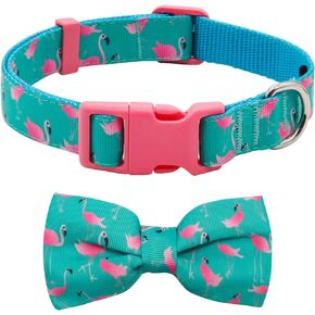 azuza Dog Collar with Bow Tie, Soft and Comfortable Adjustable Bowtie Dog Collar for Small Dogs (S, Yellow Duck)