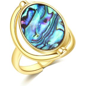 خاتم أذن البحر البحري للنساء هدايا الذكرى السنوية للمجوهرات المصنوعة يدويًا، شريط خاتم قابل للتعديل للنساء (مطلي بالذهب عيار 14 قيراط) in Kuwait