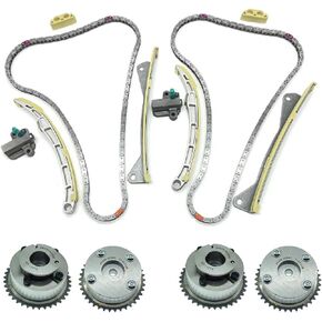 Engine Timing Chain Kit, Suitable for Santa Fe Sorento Azera Genesis 3.3L 3.8L, Automotive Replacement with Camshaft CVVT Gears 24321-3L100 24350-3CGA1 24410-3CGA3