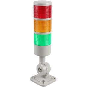 Led Signal Tower Stack Lights, Industrial Signal Warning Lights, Column Tower Lamp Andon Lights with Rotatable Base, Steady/Flashing Light Switchable, 110V 220V AC(3-Layer, no Buzzer)